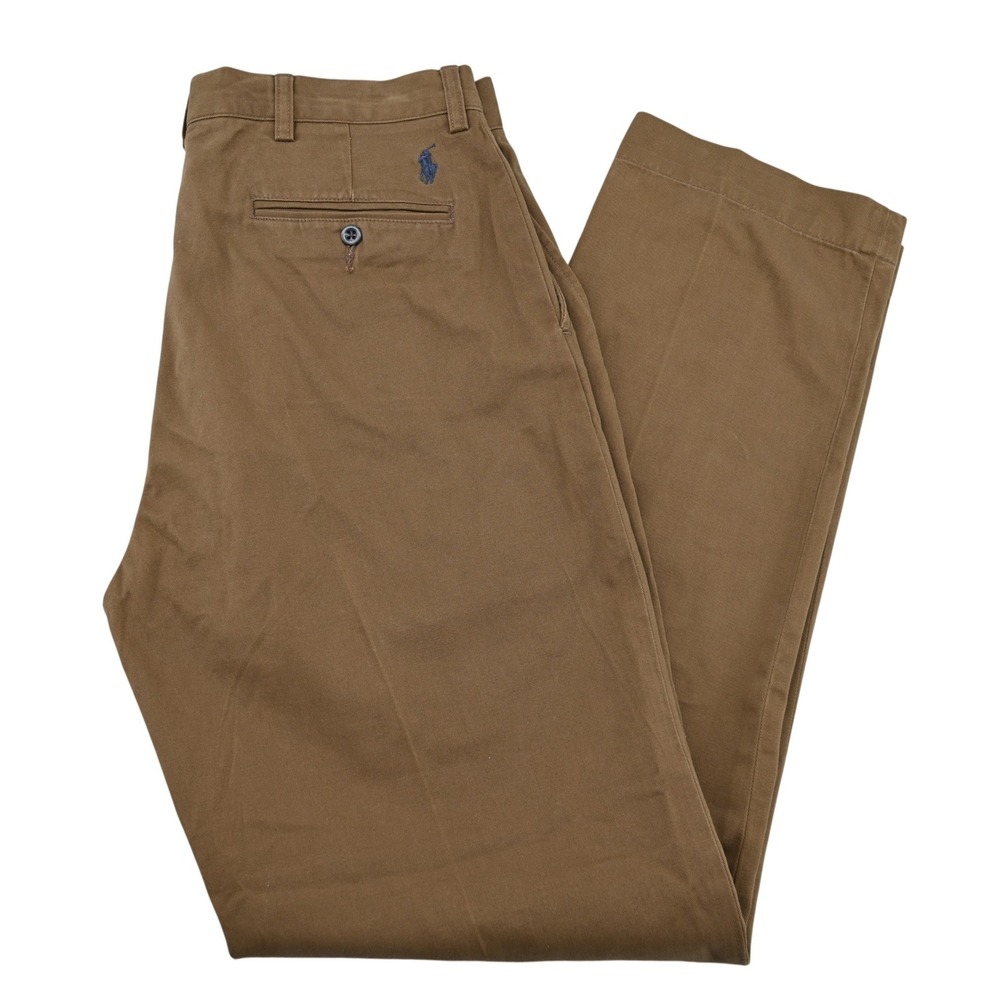 100% Cotton Polo Ralph Lauren Prospect Pant Mens 34x34 Brown Chino Trousers